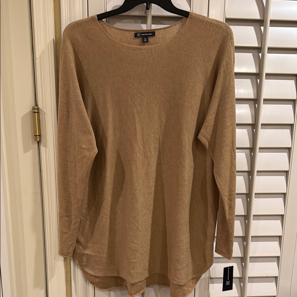 INC International Concepts Tan Relaxed Long Sleeve Tunic